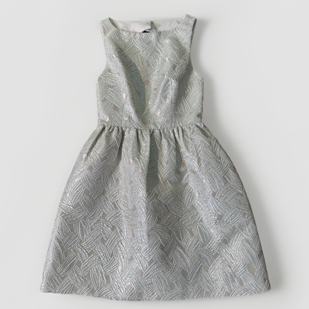 The Letter Anthropology Womens Fit Flare Dress Gold 20% Metallic sleeveless XS‎